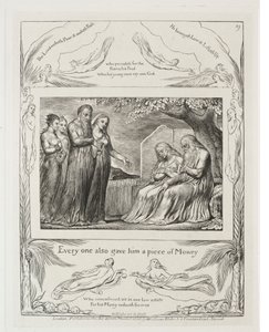 The Book of Job: Pl. 19, Every one also gave him a piece of money by William Blake
