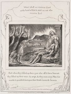 The Book of Job: Pl. 7, And when they had lifted up their eyes by William Blake