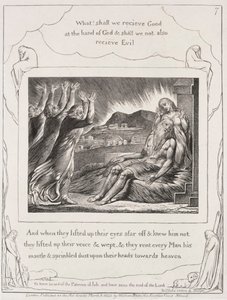 The Book of Job: Pl. 7, And when they had lifted up their eyes, 1825 by William Blake