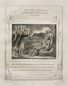 The Book of Job: Pl. 7, And when they lifted up their eyes afar off and knew him not they lifted up their voices and wept by William Blake