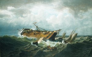 Shipwreck off Nantucket (Wreck off Nantucket after a Storm) by William Bradford