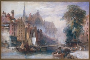 View of the Nieuwe Kerk and Nieuwezijds Voorburgwal in Amsterdam, from the North by William Callow