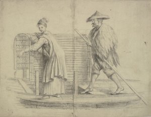 Chinese Scene: Man and Woman on a River Boat by William Chambers