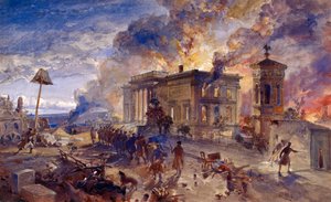 Burning Temple of the Winds by William Crimea Simpson