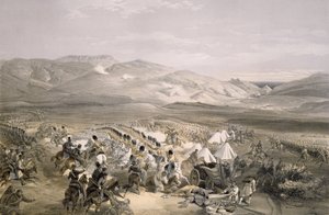 Charge of the Heavy Cavalry Brigade at the Battle of Balaclava on 25th October 1854, Engraved by E. Walker, pub. 1855