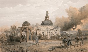 Church in the rear of the Redan, looking north, showing the effects of shot and shell
