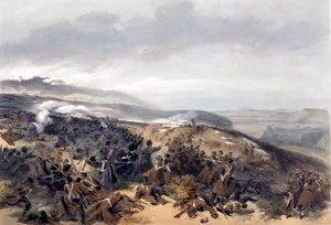 Second Charge of the Guards when they retook the Two Gun Battery at the Battle of Inkerman, engraved by Edmond Morin from The Seat of War in the East - First Series, published by Colnaghi