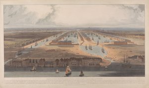 A View of the West India Docks by William Daniell