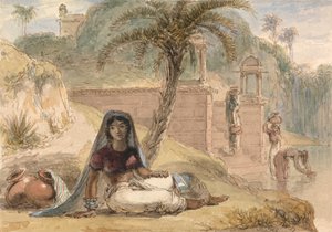 Indian Girl Seated by a River by William Daniell