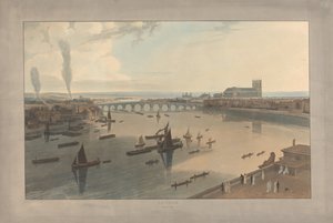 Plate VI: London, Westminster Bridge and the Abbey by William Daniell