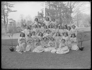Group portrait of unidentified little girls, probably the Roman Catholic Orphan Asylum, Kingsbridge, Bronx, c.1911 by William Davis Hassler
