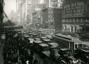Times Square, crowded with cars, buses and people, c.1917 by William Davis Hassler