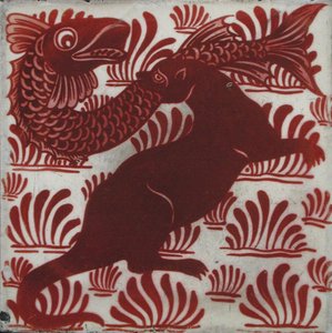 Mystical Beast Attacking a Fish by William de Morgan