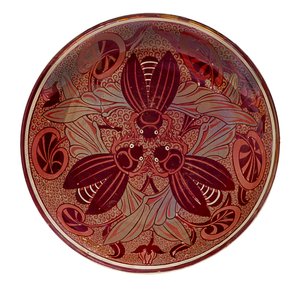 Red Lustre Beetle Plate, 1888-1907
