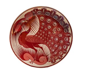 Red Lustre Peacock Plate