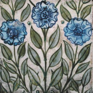 Tile with Stylised Floral Design