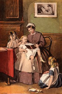 The kind servant: a maid reading to young children by William Dickes