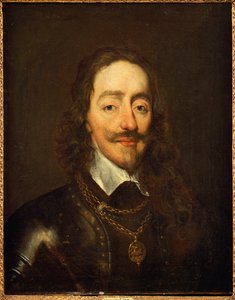 Portrait of King Charles I Wearing Armour and the Collage of the Order of the Garter