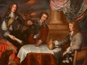 Portrait of Prince Rupert, Colonel William Legge (Probably) and Colonel John Russell by William Dobson