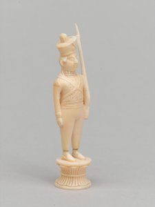 White pawn, chess piece, India, c.1820
