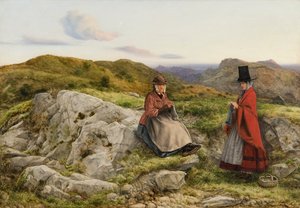 Welsh Landscape with Two Women Knitting by William Dyce
