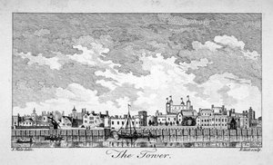 South View of the Tower of London with Boats on the River Thames, 1761
