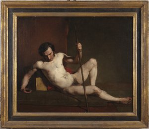 Male Nude Leaning on Staff by William Etty
