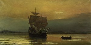 The Mayflower on Her Arrival at Plymouth Harbor, 1882