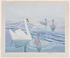 Swans and Cygnets by William Giles