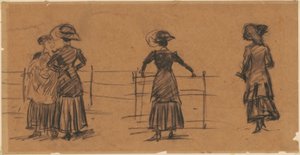 Studies of Women at the Park Railing by William Glackens