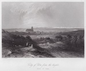 City of Ulm from the heights (engraving) by William H. Bartlett