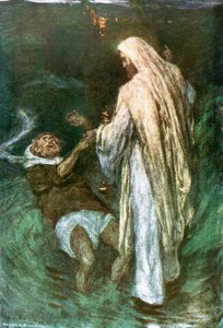 Christ walking on the sea by William Hatherell
