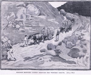 Hindus bringing cotton through the Western Ghauts 1862 AD by William Hatherell