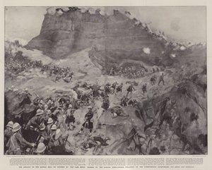 The Assault on the Dargai Hill on 20 October, the Pass Being Rushed by the Gordon Highlanders, Followed by the Dorsetshires, Derbyshires, 3rd Sikhs and Gurkhas by William Hatherell