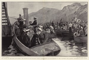 The Cruise of the King and Queen, the Return of His Majesty from a Deer Drive at Kinlochmore to the Victoria and Albert, Anchored in Loch Leven