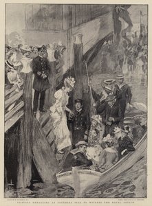Visitors embarking at Southsea Pier to Witness the Naval Review by William Hatherell