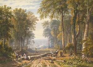 Woodcutters at Park Place, Henley, the River Thames Beyond by William Havell