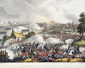 The Centre of the British army in Action in the battle of Waterloo, 18th June 1815, engraved by Sutherland