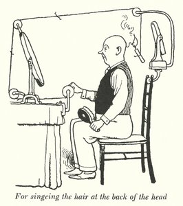 For singeing the hair at the back of the head by William Heath Robinson
