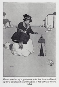 Heroic conduct of a gentleman who has been swallowed up by a quicksand in passing up to his wife her return ticket