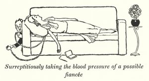 Surreptitiously Taking the Blood Pressure of a Possible Fiancee by William Heath Robinson