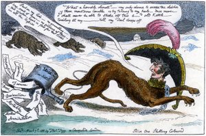 The Corsican bloodhound pursued by the Russian bear by William Helmes