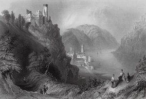 Oberwesel and the Castle of Schomberg by William Henry (after) Bartlett