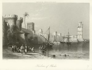Harbour of Rhodes by William Henry Bartlett