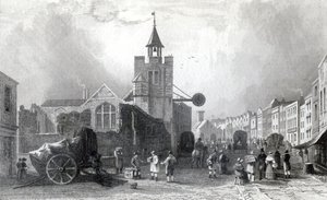 High St. with the Church of St. Nicholas, Colchester, Essex, engraved by Charles Mottram by William Henry Bartlett