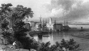 Mistley Quay, near Harwich, Essex, engraved by John Rogers by William Henry Bartlett