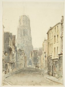 North view of St Mary Redcliffe Church from Redcliffe Street, c.1825 by William Henry Bartlett