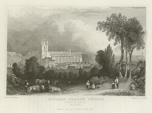 Saffron Walden Church, from the South, Essex by William Henry Bartlett