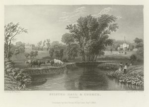 Stisted Hall and Church, Essex by William Henry Bartlett