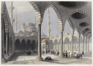 The Court of the Mosque of Sultan Achmet, Istanbul, engraved by S. Fisher by William Henry Bartlett